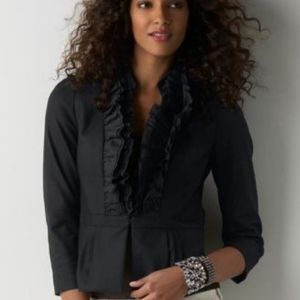 Ann Taylor LOFT Ruffle Trim Black Blazer